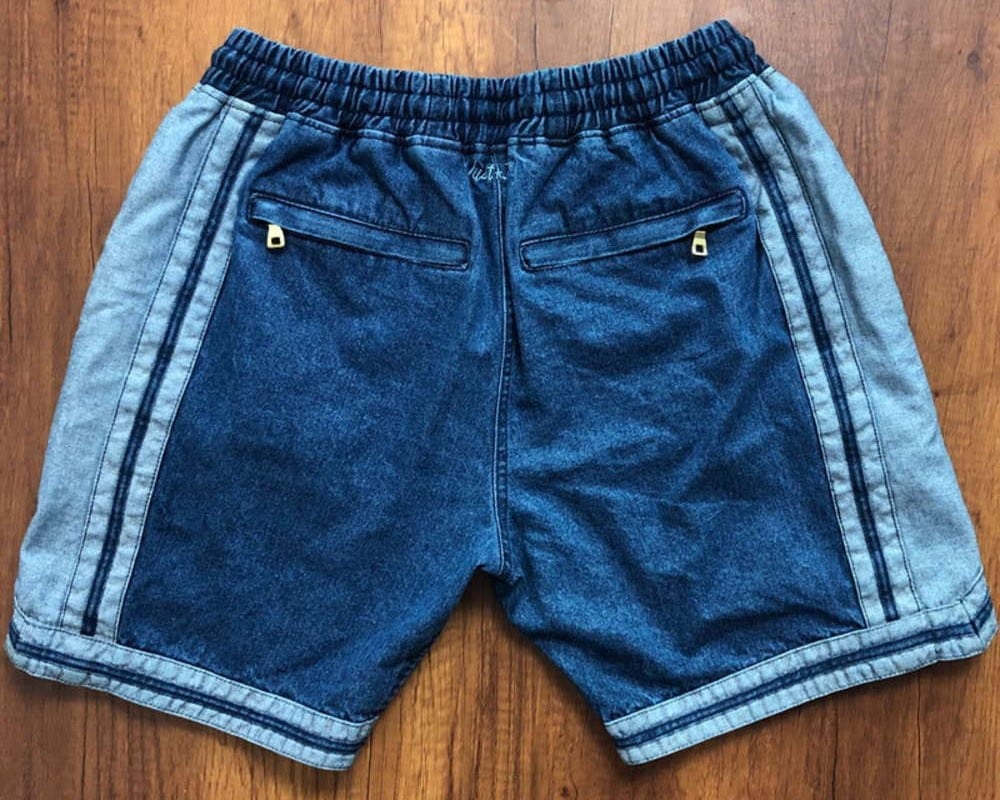 lakers denim shorts