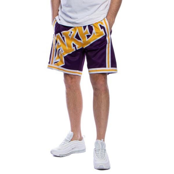 Los Angeles Lakers M&N Big Face Shorts Purple Hardwood Classics
