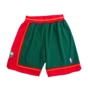 Seattle Supersonic 95-96 Mens Green Red Swingman Basketball Shorts 4