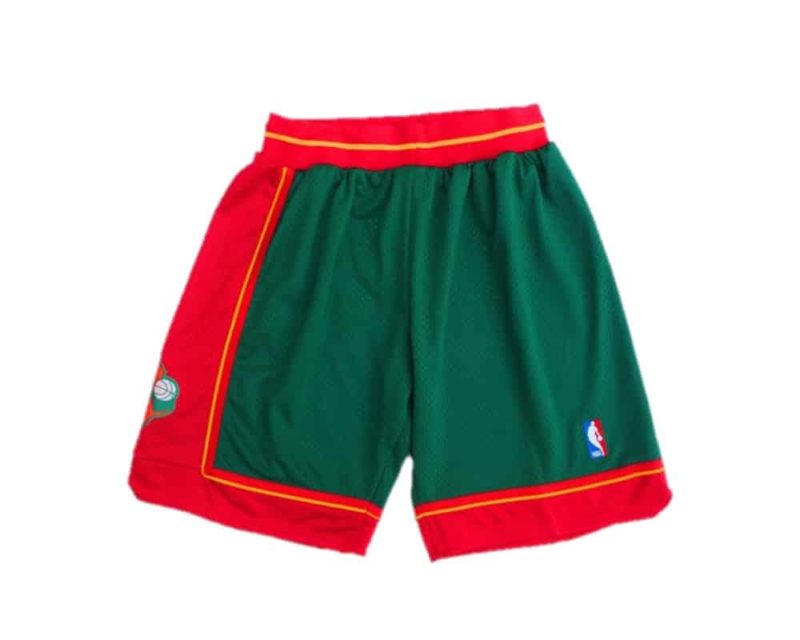 Seattle Supersonic 95-96 Mens Green Red Swingman Basketball Shorts 4