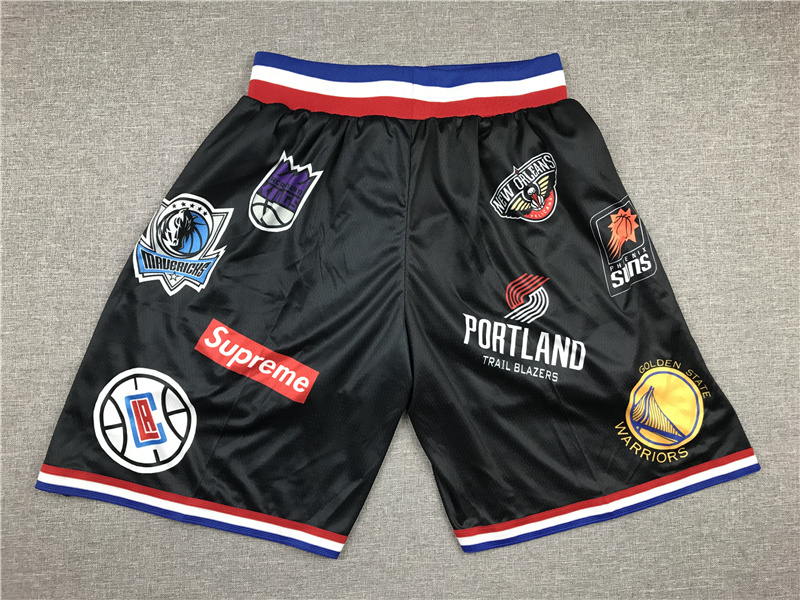 Supreme NBA Teams Logo Shorts Black - Basketball Shorts Store