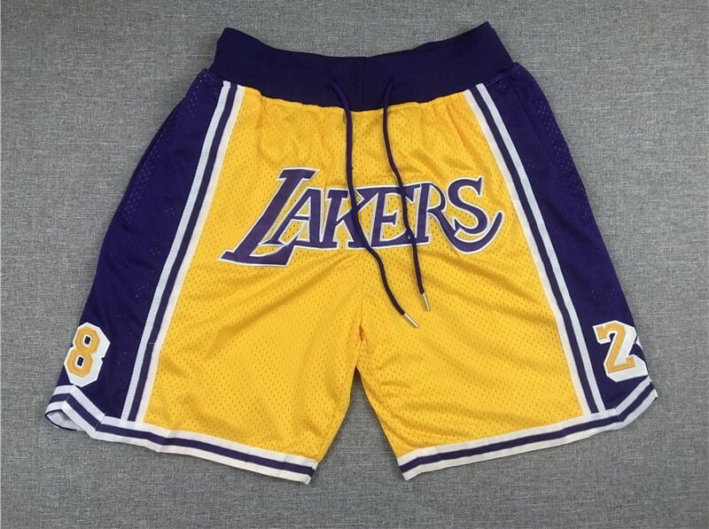 Kobe Bryant 8 24 Los Angeles Lakers Yellow Shorts - Basketball Shorts Store