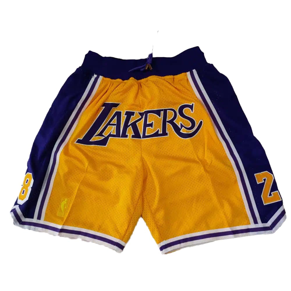 Kobe Bryant 8 24 Los Angeles Lakers Yellow Shorts - Basketball Shorts Store