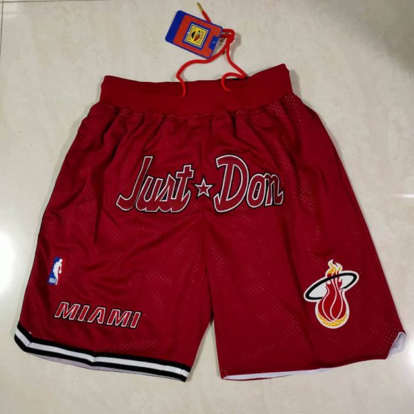 Miami Heat Retro Just Don Style Red Shorts Mens Shorts Store