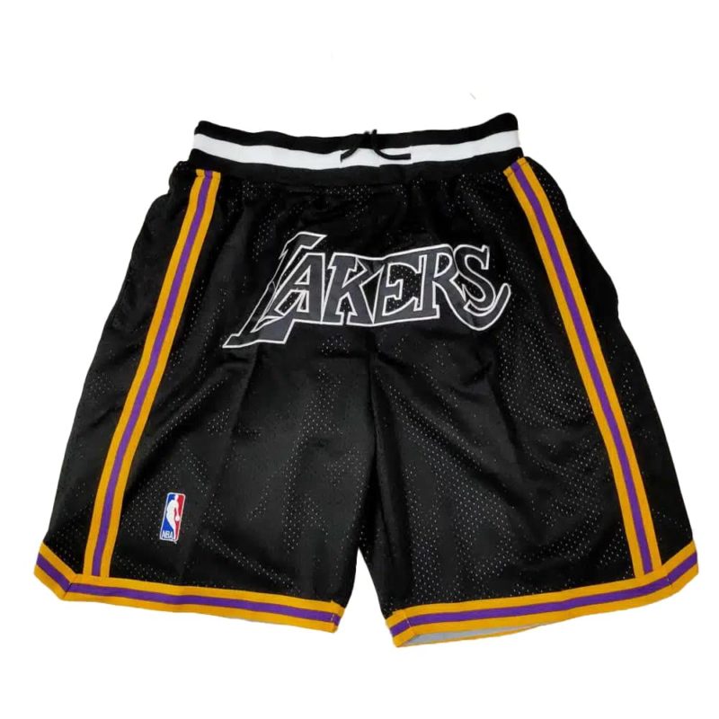 Los Angeles Lakers Black MVP Throwback Shorts - Basketball Shorts Store