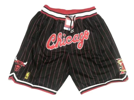 Chicago Bulls Black and Red Stripe “CHICAGO” Shorts
