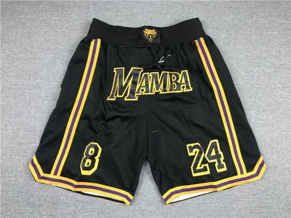 Kobe Bryant 8 24 Los Angeles Lakers MAMBA Black Shorts - Mens Shorts Store
