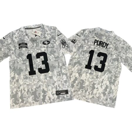 Brock Purdy #13 49ers Salute to Service Arctic Vapor Jersey Stitched