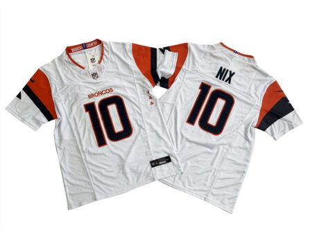 Broncos 10 Bo Nix White Vapor Limited Jersey Stitched