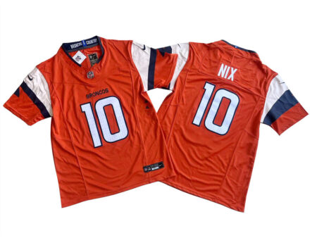 Broncos Bo Nix Orange Vapor Limited Jersey Stitched