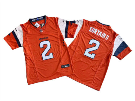 Broncos Patrick Surtain II Orange Vapor Limited Jersey Stitched