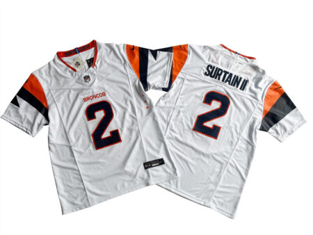 Broncos Patrick Surtain II White Vapor Limited Jersey Stitched