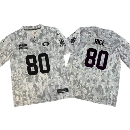 Jerry Rice #80 49ers Salute to Service Arctic Camo Vapor Jersey Stitched