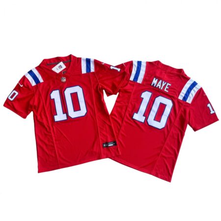 Patriots Drake Maye Red Vapor Limited Jersey Stitched