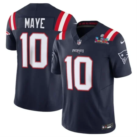 Patriots #10 Drake Maye Navy 2026 Bowl LX Patch Limited  Jersey