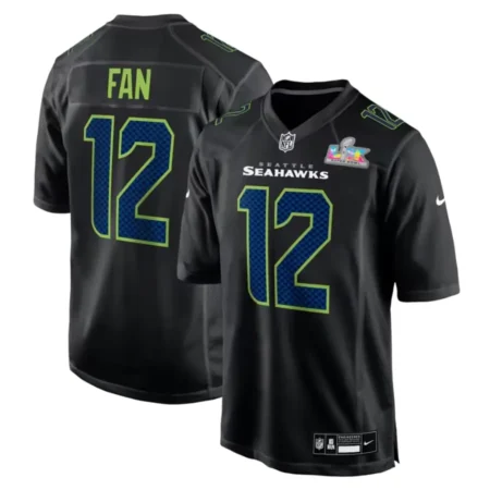Seahawks 12s Black Bowl LX Patch Carbon Fashion Game Jersey