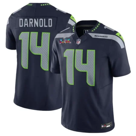 Seahawks #14 Sam Darnold Navy 2026 Bowl LX Patch Limited Jersey