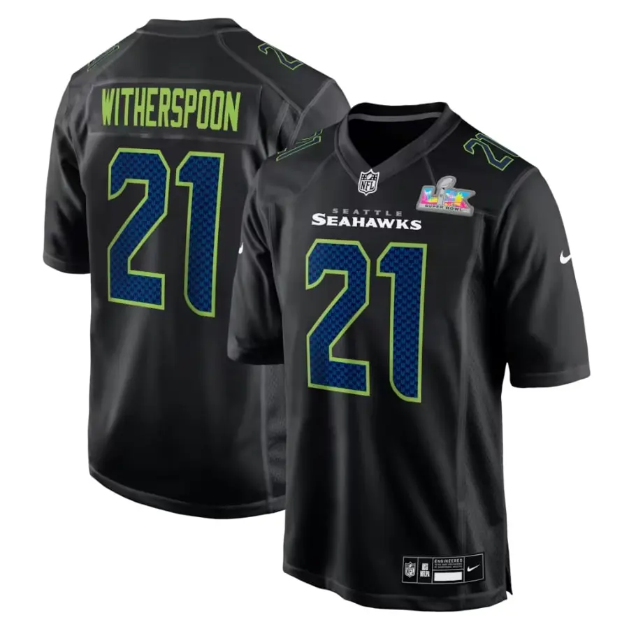 Seahawks Devon Witherspoon Black Bowl LX Patch Carbon Fashion Game Jersey