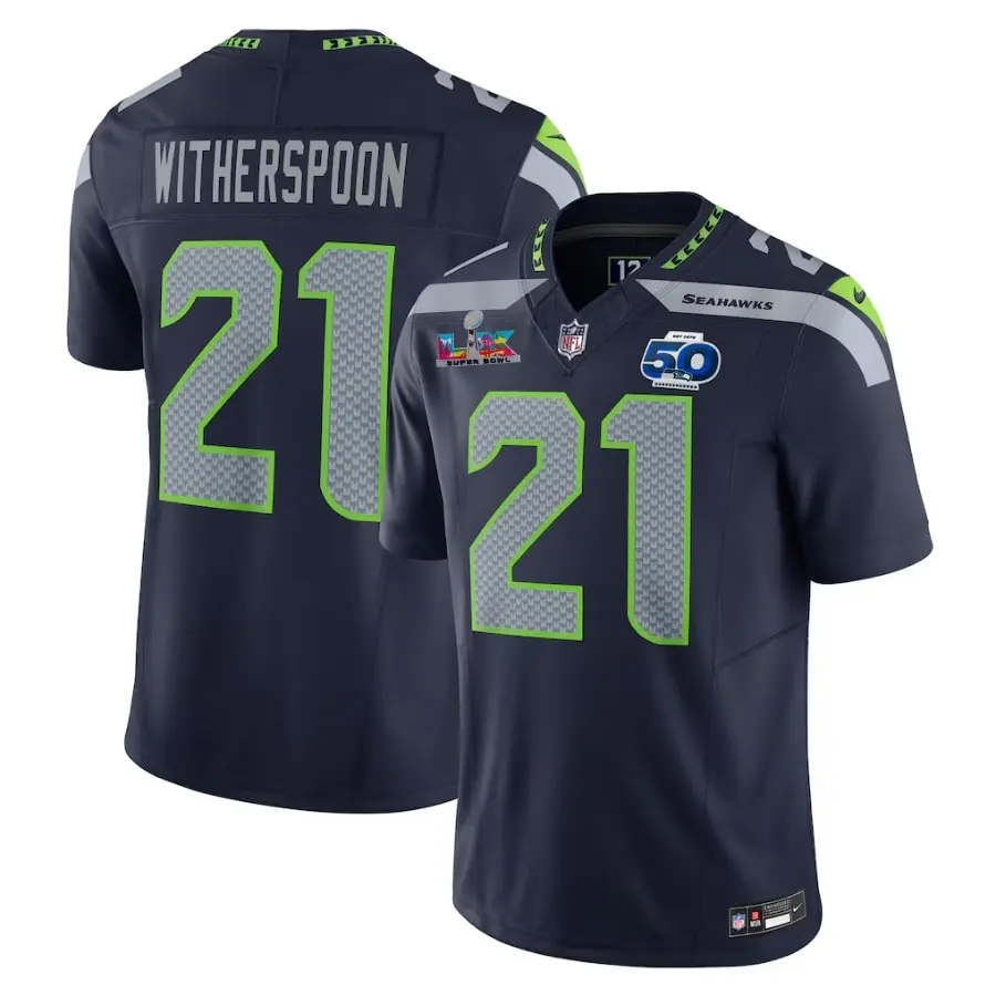 Seahawks Devon Witherspoon Navy 2026 Bowl LX Patch Limited Jersey