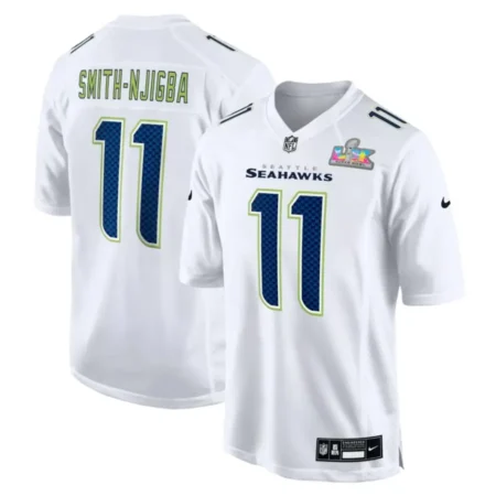 Seahawks Jaxon Smith-Njigba White Bowl LX Patch Tundra Fashion Game Jersey