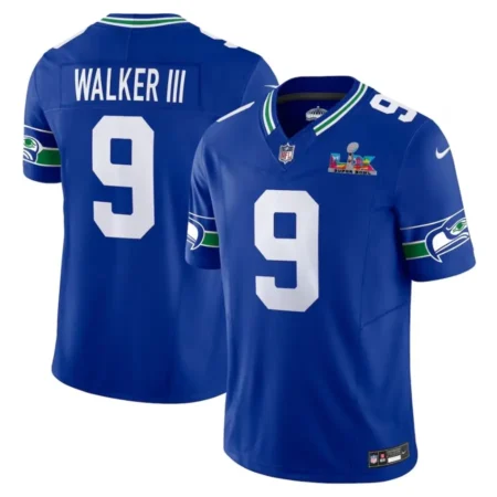 Seahawks Kenneth Walker III Royal 2026 Bowl LX Patch. Limited Jersey