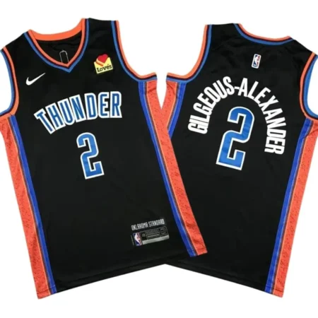 Shai Gilgeous-Alexander #2 Thunder Black Jersey Stitched