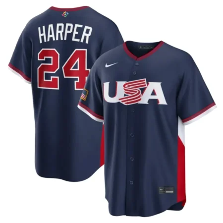 USA Baseball Bryce Harper Nike Navy 2026 World Baseball Classic Stadium Jersey