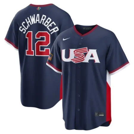 USA Baseball Kyle Schwarber Nike Navy 2026 World Baseball Classic Road Stadium Jersey