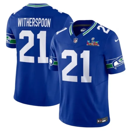 Seahawks Devon Witherspoon Royal Alternate 2026 Bowl LX Patch Limited Jersey